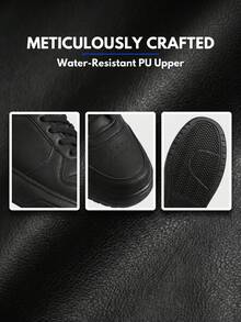 Charcoal Black Stylish Low-Top Skate Shoes, Men's Wear With Breathable EVA Base And Secure Lace-Up Closure - 黑色 - 查看 8