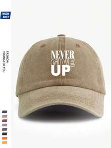 1 pieza Gorra de béisbol con estampado de letra vintage desgastada de unicolor, sombrero de sol curvo casual, gorra de papá, adecuado para uso diario, playa, viaje - A - Ver 7