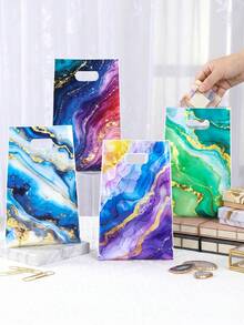 10/25/50个装星系主题礼品袋，太空派对用品，生日装饰，手提袋，收纳袋，宇宙主题派对回礼，大理石纹金箔手提袋，婴儿派对装饰，小型礼品袋，手提袋，婚礼派对用品，婚礼装饰，派对回礼袋 - 大理石 - 查看 7