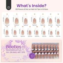 BEETLES 210片 15種尺寸短款棺材形美甲貼，粉色漸層美甲貼片，時尚美甲延長DIY美甲藝術禮品套裝，適用女性指甲 - 210PCS 15Sizes Short Coffin - 查看 6