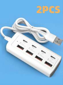 Durcord 8端口USB+Type-C扩展坞，8合1 USB集线器带开关，便携式分线器适配器，适用于电脑、笔记本电脑、手机、U盘、鼠标、读卡器、键盘、游戏设备、MP3播放器、硬盘等。 - 多色-8合1 - 查看 15