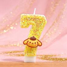 1支创意卡通数字生日蜡烛，0-9数字蜡烛，可爱小黄狗主题蜡烛，魔法公主蛋糕数字蜡烛，黄色闪光石蜡烛，情侣蜡烛，最完美的个性化生日蜡烛，送给女士和女孩！贴纸，剪贴簿用品，剪贴簿 - 多色 - 查看 22