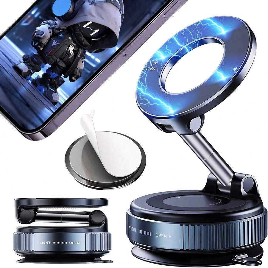 360° Rotating Magnetic Phone Holder, Foldable & Extendable, Universal Compatibility, Non-Waterproof, Portable, Suitable For Car/Bathroom/Travel/Gym/Smooth Surface. Note: Only Supports Installation On Smooth Surfaces.