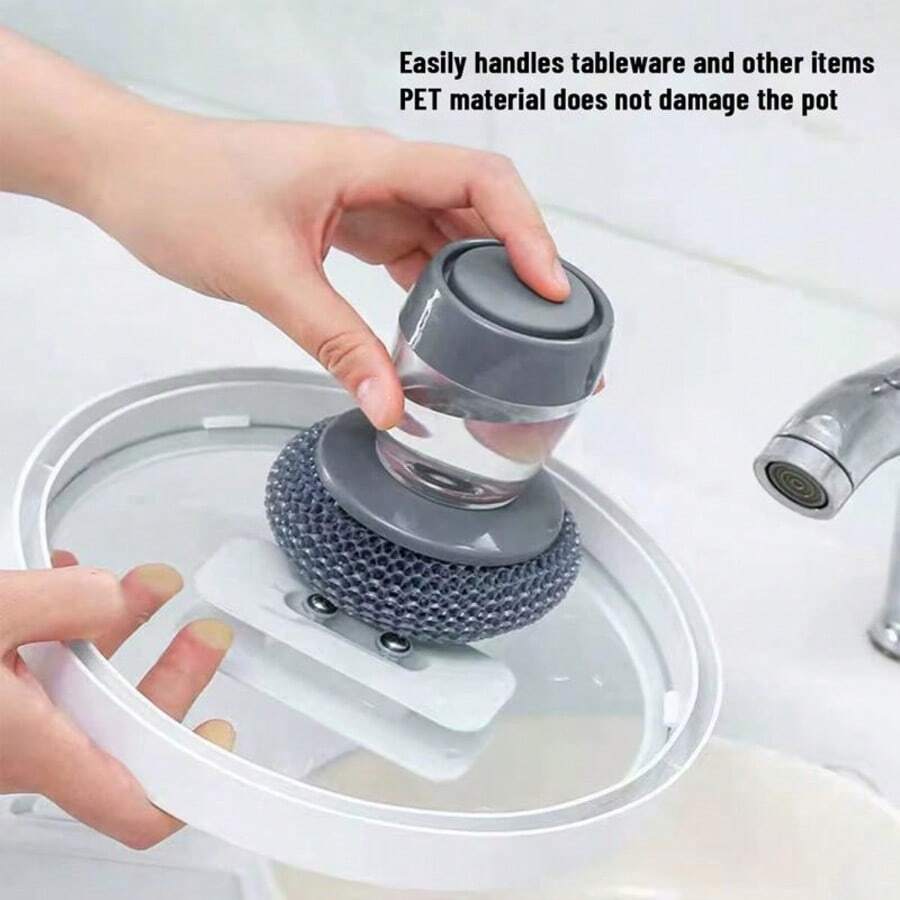 RemovCleaning Brush, Non-Shedding, Non-Sticking, Non-Damer For Dishwashing Cleaning, Handy And Clean Kitchen Tol, Suitable For Dish, Oil And Bathroom Cleanig, Dish Brush, Pot Bruseaning Ball Brush, Non-Stick Pan Cleaning Brush, User-Friendly Design With Handle, New Steel Ball Brush, Pot Brush, Kitchen Utensils - A - 查看 1