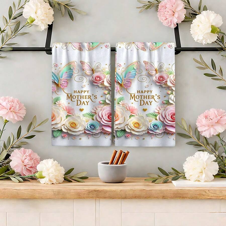 1/2/4/6pcs Colorful Floral Print Dish Towels - 16x24 Inches, Soft Floral Pattern Kitchen Towels, Modern Style, Machine Washable Towels, For Seasonal Decor, Can Be Used As Napkins, Placemats, Housewarming Gifts, Suitable For Kitchen, Bathroom, Outdoor Activities, Parties, Afternoon Tea Decoration, Home Supplies - Multicolor - View 1