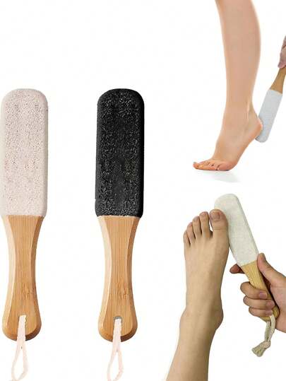 1 professionelle Fußpflegereibe und Bimsstein mit Holzgriff - Hornhautentferner und Fußbürste, zum Entfernen von abgestorbener Haut, trockenen, rauen Füßen und rissigen Fersen verwendbar.