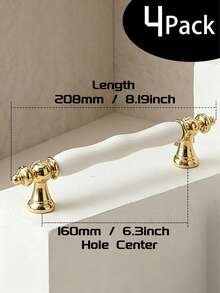 Conjunto de 1/2/4 puxadores dourados de cerâmica para portas de armário, puxador de barra branco para porta de armário, puxador moderno e minimalista para gaveta de armário de cozinha. - Branco - Ver 15