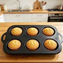 6 Cavidades Forma de Cupcake de Silicone Econômico Reutilizável Flexível Leve Fácil Limpeza - Visão 4