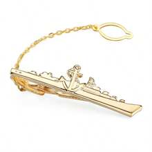 Premium Men's Tie Clip, Gold Airplane Shaped Creative Business Formal Accessory, Elegant Unisex Tie Pin - Ship - View 4