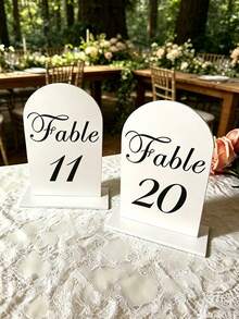 10pcs Transparent/White/Black Acrylic Curved Table Number Holders With Stands, Elegant Minimalist Decor For Wedding Receptions, Engagement Parties, Birthdays And Formal Events - Seat Card B - View 17