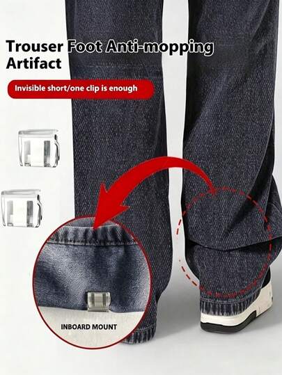10pcs The Invisible Fastening Clips Shorten The Leg Of The Pants, Preventing The Legs From Touching The Ground. They Hide The Buckle Closure Mechanism On The Legs Without The Need For Stitching, And Use Rolled-Up Clips To Prevent The Legs From Dragging On The Ground.