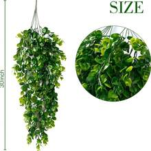 1件桉树藤条人造植物，十字纹仿桉树叶墙挂装饰 - 彩色 - 查看 8