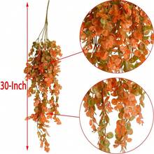 1件桉树藤条人造植物，十字纹仿桉树叶墙挂装饰 - 彩色 - 查看 7