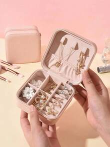 1 hộp đựng trang sức tối giản, hộp đựng trang sức PU di động, hộp đựng trang sức du lịch mùa hè, hộp đựng trang sức mini, thích hợp đựng bông tai, dây chuyền, nhẫn, v.v., có thể dùng để trưng bày và cất giữ trang sức, hộp đựng trang sức dung tích lớn, thích hợp để đựng bông tai, nhẫn, dây chuyền, vòng tay, phụ kiện làm móng, quà tặng Ngày của Mẹ, Giáng sinh, Halloween, hộp đựng đồ dùng cho nữ, vật dụng cần thiết khi đi du lịch, hộp đựng đồ dùng ký túc xá, hộp đựng trang sức du lịch quà tặng Ngày Valentine. - Nhiều màu - Xem 3