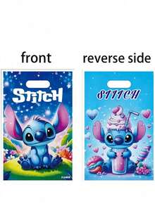 Hasbro 20 túi quà tặng chủ đề Lilo & Stitch, chất liệu nhựa, họa tiết Stitch xanh và thiên thần hồng, túi đựng kẹo, trang trí tiệc sinh nhật. - A - Xem 4