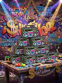 12个复古音箱礼盒，3D纸质收音机糖果盒，创意霓虹卡带播放器糖果盒，复古嘻哈风格包装盒，复古爱好者礼物，色彩缤纷的男女通用街头风小礼盒，80年代派对朋友和音乐爱好者礼物 - 彩色 - 查看 3