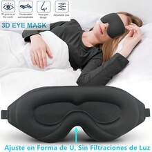 1pc 3D Contour Design Eye Mask, Adjustable Strap Fits Different Head Shapes, Unisex Blackout Eyemask, 100% Light Blocking Soft & Comfortable, Suitable For Night Shift, Travel, Yoga, Nap, Black, For Bedroom Use - One Size Fits All - View 2