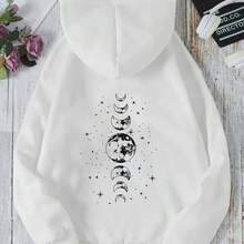 2026 New Hoodies With Different Moon Prints, Front And Back Printed Hoodies Casual And Fashionable Y2K Women's Clothing High Street Tops  Hoodies Summer Clothes Western Outfits For Women Summer Outfits For Women Jackets Sweater Jackets For Women - DW340a-白色-WY-YSM - 查看 1