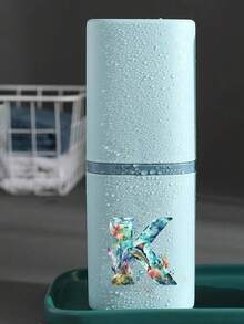 海洋字母系列牙刷架套組，浴室用品，戶外旅行牙刷，牙膏收納盒，字母系列印花防塵收納盒，旅行必需品，學校用品，度假露營，度假必需品，迷你夏季假期 - 彩色 - 查看 8