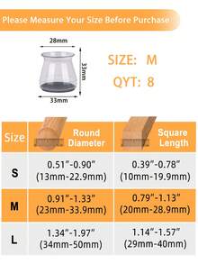 4/8/16/24/36 piezas Protectores de piso para patas de muebles, adecuados para pisos de madera dura, almohadillas para muebles, deslizadores de patas de silla, cubiertas de silicona para patas de silla, previenen rasguños en el piso y reducen el ruido, aplicables para cocina, sala de estar, dormitorio, cafetería, 3 estilos disponibles - Gris claro transparente - Ver 12
