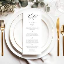 Custom Elegant Minimal Wedding Menu, Personalized Modern Script Dinner Menu, Reception Menu Card, Minimalist Wedding Menu, Engagement Bridal Shower Menu, Anniversary Dinner Menu, Custom Table Card, Wedding Table Decor, Party Dining Menu - Multicolor - View 5