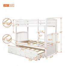 Twin Bunk Bed With Ladder Safety Rail Twin Trundle Bed With 3 Drawers For Teens Bedroom Guest Room Furniture White (OLD SKU :LT000071AAK) - 白色 + 實木1 - 查看 9