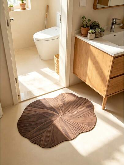 1 件不对称棕色地毯，硅藻土材质，吸水性强，快干，抗菌，柔软舒适，易于清洁，底部防滑耐用，可重复使用，适用于浴室、厨房、浴室地垫、门垫、小地毯、地毯、垫子、家居装饰、区域地毯、户外地垫、卧室地毯，可水洗。