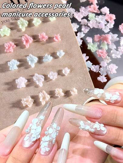 Y2K DIY Nail Charms & Jewelry - 3D Flower & Pearl, Colorful Spring Summer Manicure Accessories Suitable For Nail Art Decor, For Or, For Hands And Feet Nail Designs