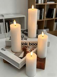 12pcs Flameless LED Pillar Candle Set With Remote Control, Battery Operated Candles For Home/Christmas/Wedding Decor - White - View 2