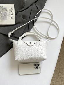 Mini New Colorblock Design Fashion Handbag, Nylon Waterproof Fabric Shoulder Bag, Square Bag And Basket Bag, Suitable For Commuting, Parties And Vacations. - Beige - View 3
