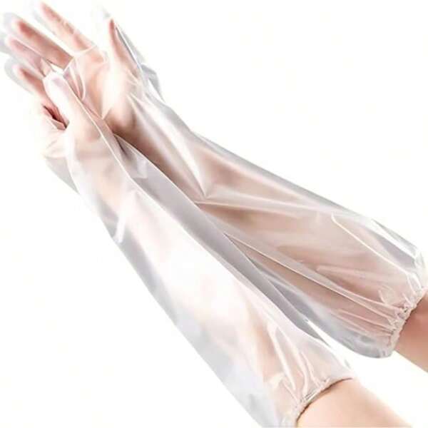 10 piezas Guantes de limpieza extra largos impermeables para quehaceres domésticos para cocina y jardín - 58 cm