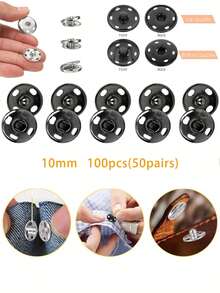 50 chiếc khuy bấm may 10mm, khuy bấm kim loại, thích hợp cho vest, áo khoác, quần jean, áo sơ mi, tự làm đồ thủ công, túi xách, ví, phụ kiện may vá, đồ thủ công mỹ nghệ, túi xách, quần áo. - đen - Xem 14