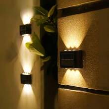 2/4/6/8pcs High-Efficiency Solar Powered Wall Lights, Auto Sensor Lighting, Outdoor IP44 LED Lights, Rectangular, Landscape Lighting For Yard & Exterior - 6LED - View 5
