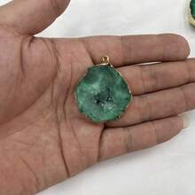 30-40mm Natural Agate Crystal Tooth Semi-Precious Stone Asymmetrical Pendant Necklace - Irregular Geode Pendant - View 9