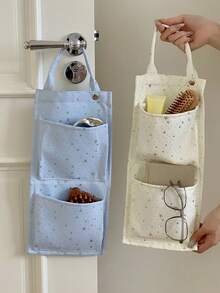 1 Buah Organizer Gantung di Atas Pintu Motif Bintang dengan 2 Kantong, Tas Penyimpanan Dinding Serbaguna, Tas Gantung untuk Perlengkapan Rumah Tangga, Pakaian Dalam, Kaos Kaki, dan Kantong Sampah - MultiWarna - View 2