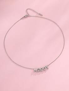 1 pieza Collar con colgante de burbuja 3D con inicial personalizada, joya personalizada con placa con nombre, collar de burbuja redonda con inicial - Regalo personalizado para amigos, parejas y familia, collar con nombre diseñado especialmente - Collar de hueso de serpiente de plata - Ver 5