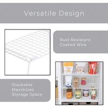 Estante apilable para gabinete – Extragrande de 22 x 10 Pulgadas – Alambre de Metal de Acero – Organizador de clóset, Plato, mostrador y despensa – Cocina – Blanco - Extra grande - 22 x 10 pulgadas - Ver 4