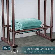 40" Tall Standing Towel Racks For Bathroom 3 Tier Towel Rack Stand With Storage Basket Blanket Ladder Drying And Display Rack For Oversized Bath Towel Next To Tub Or Shower - Đồng - Xem 4