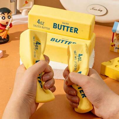 1pc Soft PU Slow Rebound Butter Stick Squeeze Toy, Mochi Soft Candy Butter Stick Squeeze Stick, Soft Texture, Slow Rebound, Comfortable Squeeze Feel, Soft Squeeze Ball, Stress Relief Soft Gel Squeeze Ball, Suitable For Teenagers And Adults, Also A Fun Gag Gift.