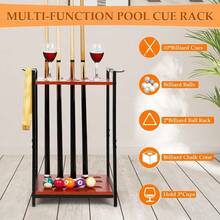Floor-Mounted Tiered Billiard Cue Rack Stand With Scratch-Resistant Wood Construction Holds Cues Balls Cups And More Multiple Configurations Available For Game Room Home Office Or Billiard Club Us - Red - View 3