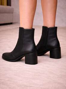 Women's Mid-Calf Boot With 6.5 Cm Block Heel - Elegant - - màu đen - Xem 2