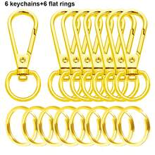 12/16 piezas Ganchos giratorios de aleación con anillos metálicos, adecuados para hacer llaveros creativos DIY, collares para mascotas, cordones, colgantes de bolso (disponibles en 3 colores) - Anillo de hebilla plana de 5,5 g - Ver 8