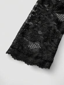 Da Jade Áo cánh tay dài ren chắp vá cho nữ, thiết kế tay ren, dáng ôm, phù hợp cho các buổi đi chơi thường ngày, hẹn hò, tiệc tùng, hộp đêm, thời trang đường phố/lễ hội hóa trang, trang phục Halloween. Đầm nữ thanh lịch, trưởng thành, gợi cảm và quyến rũ - màu đen - Xem 5