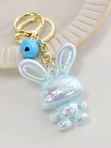 Lindo llavero de conejo de orejas largas de dibujos animados y colorido, colgante de figurita brillante, accesorio de campana femenina, dije para bolso, anillo creativo para llaves de coche, pequeño regalo - Multicolor - Ver 16