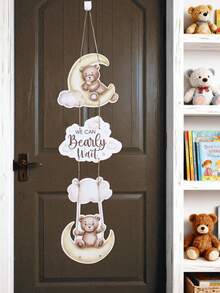 Conjunto de 1 decoração de porta de papel com tema de urso marrom para chá de bebê, decoração para festa de chá de bebê, festa temática de revelação de gênero, menino ou menina, decoração de porta de papel para chá de bebê, banner para pendurar com design de ursinho de pelúcia "Mal podemos esperar", decoração de fundo para festa de recém-nascido, decoração para pendurar na porta, adereços para fotografia, artigos para festa de chá de bebê, decoração para festa de aniversário com tema de ursinho de pelúcia, presente para chá de bebê, lembrancinha de festa - Urso pardo - Ver 3