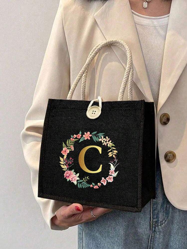 1 chiếc túi tote vải canvas in chữ tối giản, túi xách tay đa năng tiện dụng cho giáo viên, quà tặng cho nữ, quà tốt nghiệp, túi quà tặng họa tiết chữ cái, túi xách nữ dung tích lớn in họa tiết, túi mua sắm tái sử dụng phù hợp cho sử dụng hàng ngày, kỳ nghỉ, đi làm, du lịch. - Nhiều màu - Xem 12