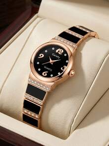 1pc Women's Quartz Watch, Fashionable Elegant Luxury Style, Embedded With Micro Diamonds, Minimalist Dial, Suitable For Daily Wear, Party Decoration Or Gifts For Friends And Mothers On Holidays Like Valentine's Day And Anniversary - Multicolor - View 2