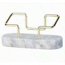 [Luxury Marble Business Card Holder] Elegant Business Card Holder With Metal Frame - Elegant Desktop Name Card Clip Double Slot Desktop Card Organizer, Metal Business Card Storage Box For Office & Front Desk, Ideal For Conference Gifts - Multiple Styles - View 9