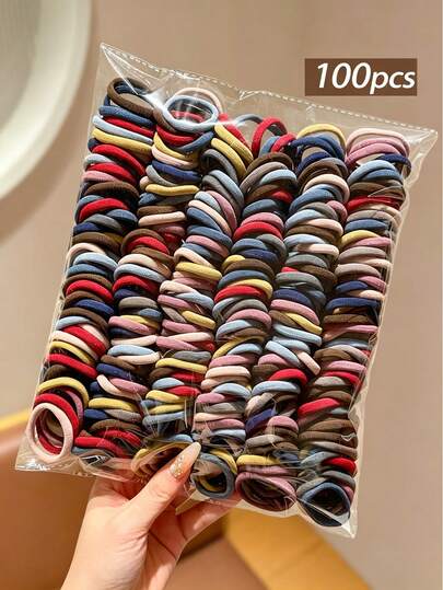 100 piezas de coleteros de colores surtidos para niñas, aptos para uso diario, deportes, escuela, bandas básicas para el cabello, sujetadores de coleta