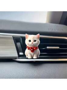 可爱猫咪车载空气清新夹 – 创意连帽猫、奶茶猫和铃铛猫造型,2D亚克力装饰,内置香氛片,除臭+随机香味,送给家人和朋友的完美车内礼物 - 1 - 查看 3